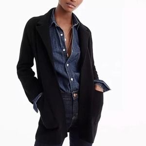 J. Crew Sophie Black Open Front Cardigan Sweater Blazer 100% Wool Jacket Sz XS
